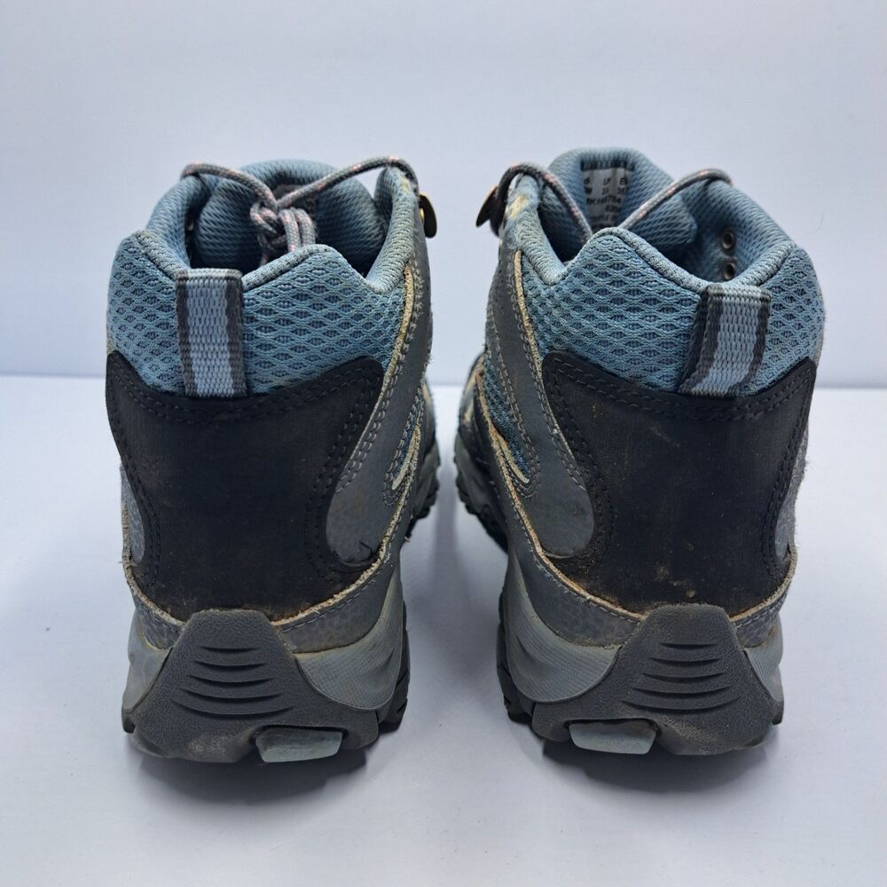 Merrell Kids Moab 3 Mid Waterproof Hiking Boots Size 4.5 Kids Gray Blue Pink - Picture 4 of 9